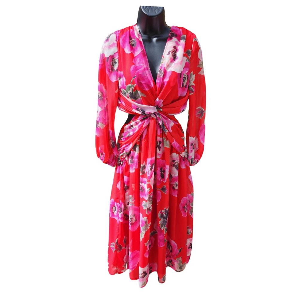 Anthropologie Ranna Gill Floral Cut Out Midi Dress, Size Small. - Picture 2 of 8